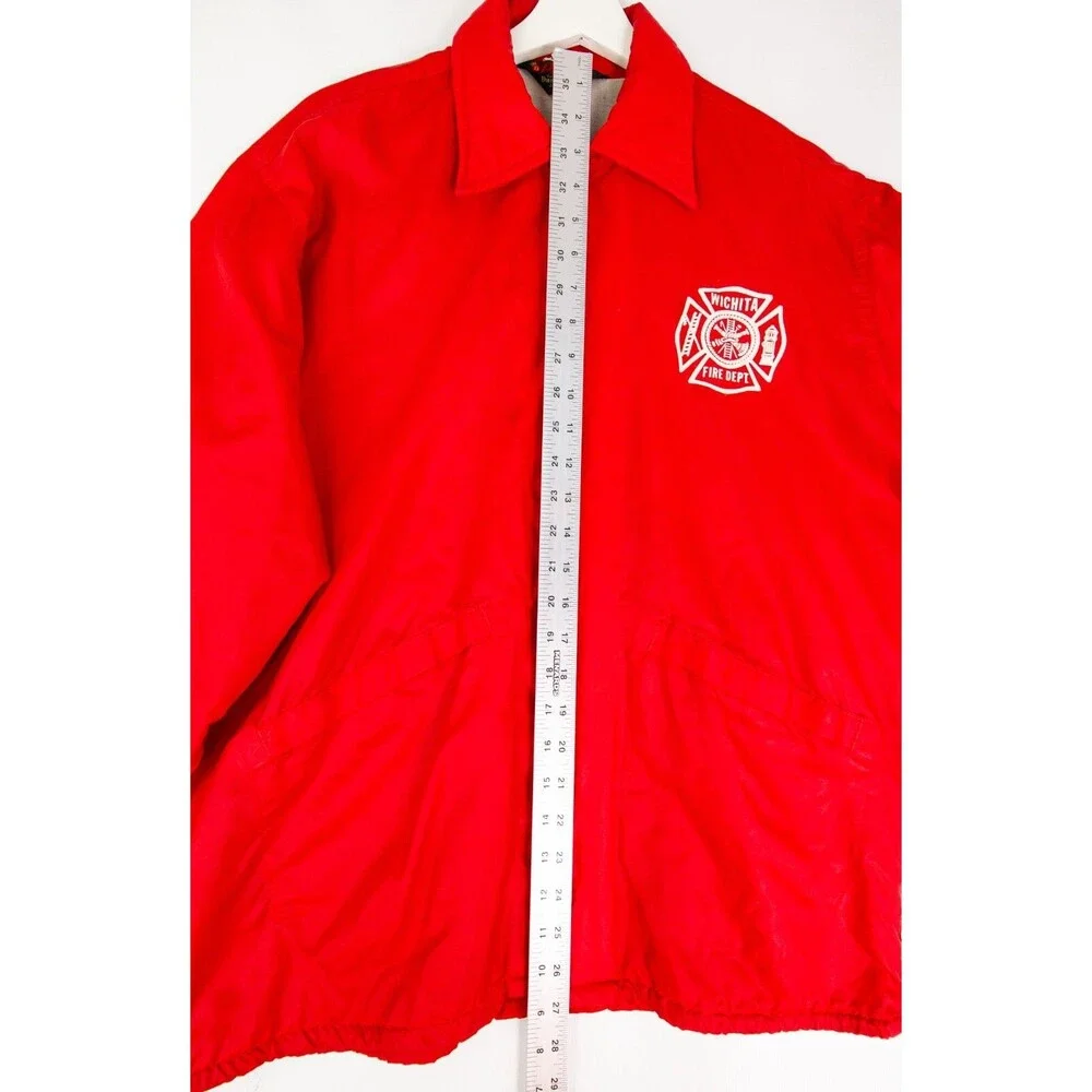 Pla Jac by Dunbrooke Vintage Windbreaker Jacket M Wichita Fire Department Red